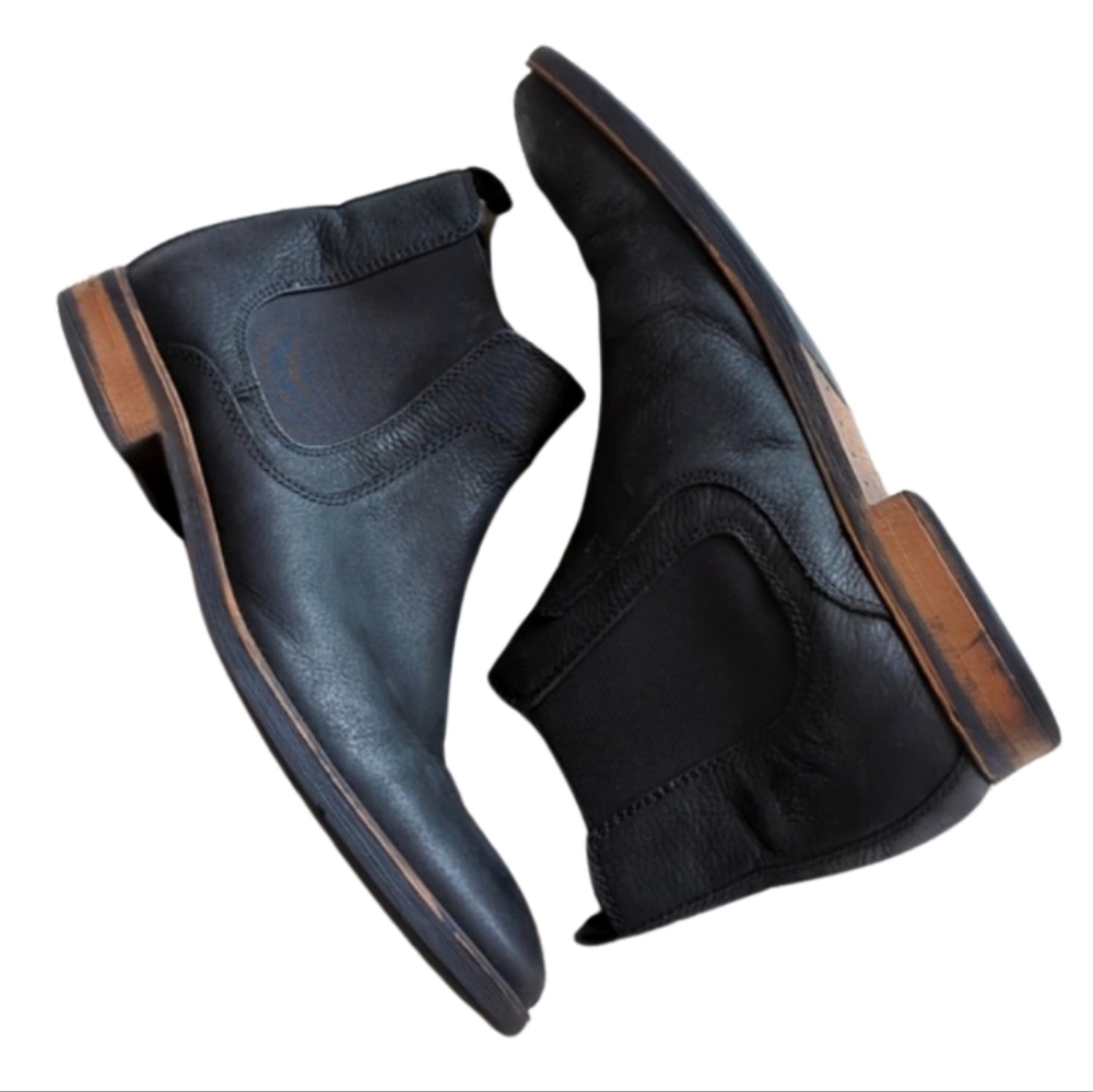 Frank Wright Mens Willow Leather Ankle Chelsea Boots Black Size 10 Medium